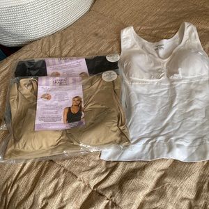 3 brand new genie size 2X cami shapers in white black and nude